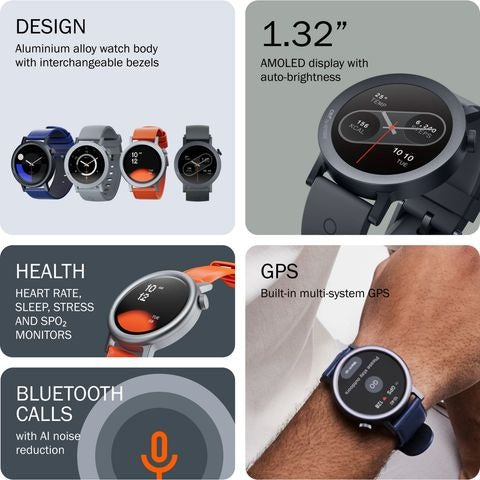 Air Watch Pro 2 Smartwatch – 1.32" AMOLED Display, Bluetooth Calling (Dark Grey Strap)