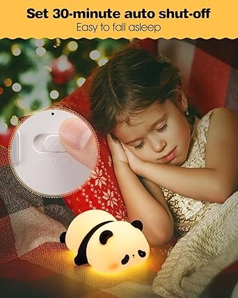 Lying Panda Night Light – Color-Changing Soft Silicone LED Touch Lamp with Timer