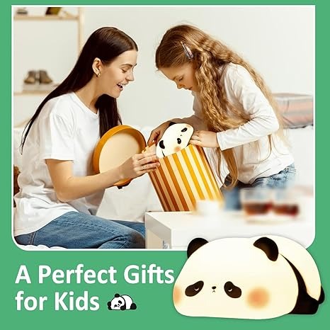 Lying Panda Night Light – Color-Changing Soft Silicone LED Touch Lamp with Timer