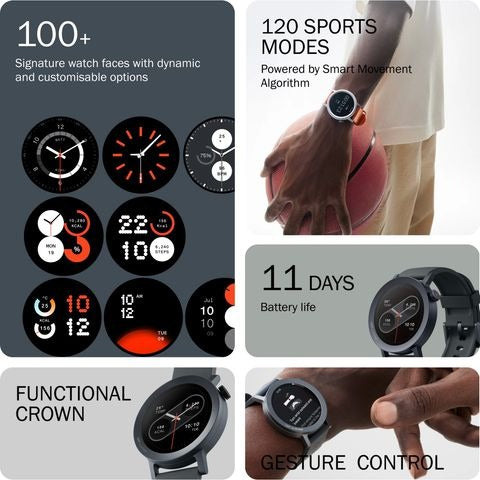 Air Watch Pro 2 Smartwatch – 1.32" AMOLED Display, Bluetooth Calling (Dark Grey Strap)