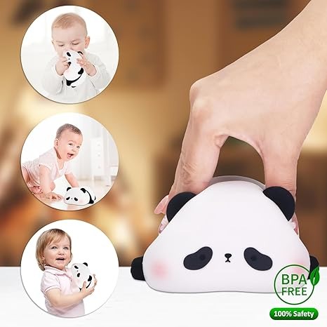 Lying Panda Night Light – Color-Changing Soft Silicone LED Touch Lamp with Timer